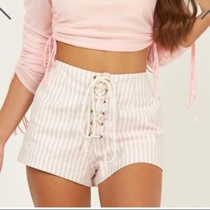Pink Striped Shorts Showpo